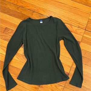 Old Navy Forest Green Ribbed Long Sleeve Tee